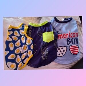 Set of 3 Dog Shirts with Fun Prints